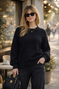 Джемпер женский №2701 "Eco Cashmere Beige" эко-кашемир (р-ры: 42-50) черный