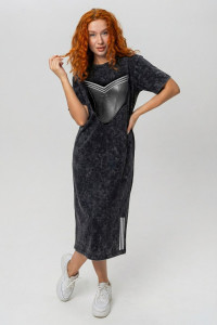 Платье женское №8597 кулирка с лайкрой (р-ры: 44-62) черный варенка-корсет