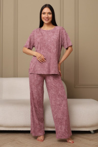 Костюм двойка женский 724 кулирка (последний размер) сухая роза-варенка 52