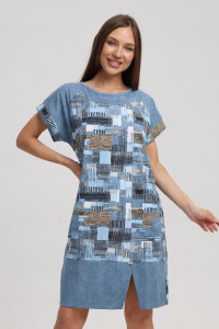 Туника женская 526 кулирка (последний размер) серый-горчичный-кубик 52-54