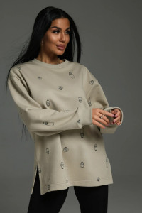 Свитшот женский "Зара" футер 3-х нитка петля (последний размер) бежевый 56-58