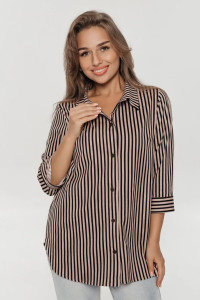 Туника женская "Жанетта" кулирка (последний размер) полоса кофе 52