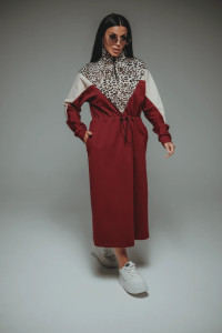 Платье женское "Одри" футер 2-х нитка с лайкрой пенье (последний размер) марсала 50-52,54-56