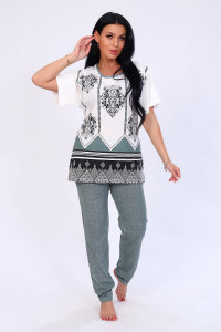 Костюм двойка женский №65015 кулирка (последний размер) ментол 56,62,64