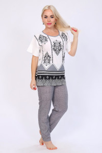 Костюм двойка женский №65015 кулирка (последний размер) серый 68