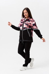 Костюм двойка женский №1478 футер с лайкрой 2-х нитка (последний размер) камуфляж 62