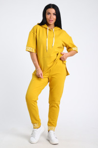 Костюм двойка женский №78523 футер с лайкрой 2-х нитка (последний размер) банан 62