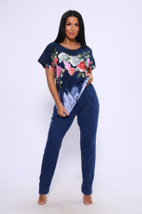 Костюм двойка женский №65072 кулирка (последний размер) синий 58