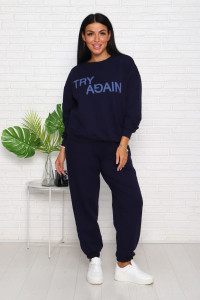 Костюм двойка женский "Старт" трикотаж (последний размер) синий 50