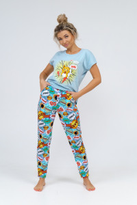 Костюм двойка женский 800 "Взрыв" кулирка (последний размер) голубой 46