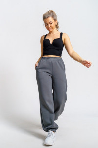 Брюки женские 981 футер 3-х нитка с начёсом пенье (последний размер) серый 48