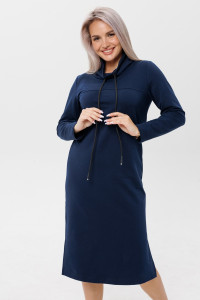 Платье женское П178 футер 2-х нитка пенье (последний размер) темно-синий 48