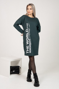 Платье женское П163 футер с лайкрой (последний размер) темно-зеленый 48,54