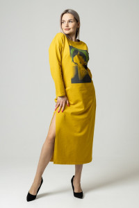 Платье женское П170 футер с лайкрой (последний размер) горчичный 60
