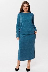 Костюм двойка женский с юбкой К238 евроангора (последний размер) петроль 52,54