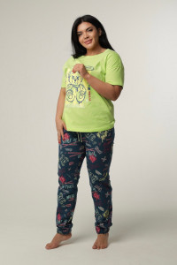 Костюм двойка женский К233 кулирка+футер (последний размер) салатовый 54