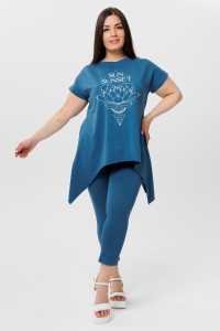 Костюм двойка женский К236 кулирка с лайкрой (последний размер) индиго 58