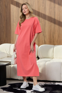 Платье-туника женское "Инта" кулирка с лайкрой (р-ры: 44-62) коралловый