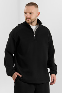 Толстовка мужская "Интер-1" интерлок-пике (р-ры: 48-58) черный
