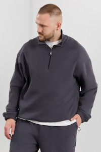 Толстовка мужская "Интер-1" интерлок-пике (р-ры: 48-58) графитовый