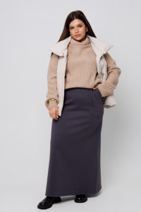 Юбка женская Ю24 (100 см) футер 3-х нитка с начесом (последний размер) графит 52