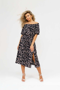 Платье женское 1489/6 штапель (последний размер) коричневый-черный 52