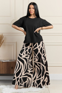 Костюм двойка женский 2081/3 кулирка (последний размер) черный-бежевый 60