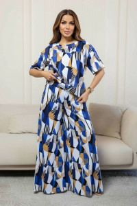 Костюм двойка женский 2081 кулирка (последний размер) синий-бежевый 56,60