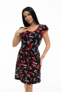 Халат женский 161/12 кулирка (последний размер) черный-красный 44