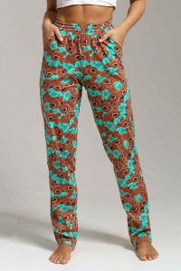 Брюки женские 1560/13 кулирка (последний размер) коричневый-зелёный 46