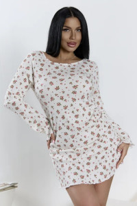 Платье-сорочка женское "Таня" 1402-2 кашкорсе (р-ры: 42-56) молочный