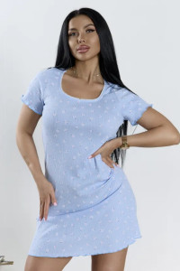 Сорочка женская "Тики" 1403-1 кашкорсе (р-ры: 46-60) голубой