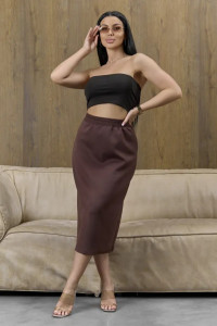 Юбка женская "Мила 2" 1242-5 полиэстер с лайкрой (р-ры: 42-56) коричневый