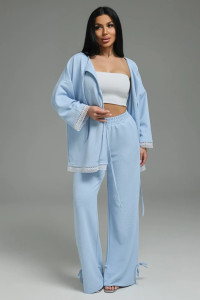 Костюм двойка женский "Купава" трикотаж вафля (р-ры: 46-60) небесный