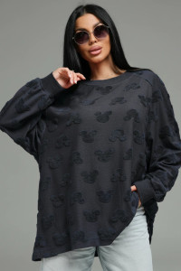 Свитшот женский "Ребека" махра жаккард (р-ры: 44-66) махра Микки серый