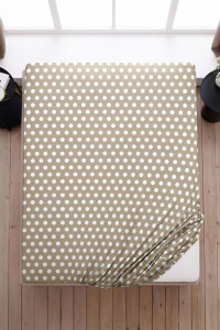 Простыня классическая поплин "Горох" коричневый