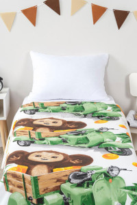 Пододеяльник классический поплин "Чебурашка на мопеде"