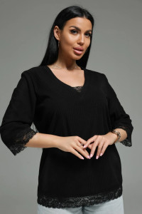 Футболка женская "Богемия" кашемир лапша (р-ры: 48-58) черный