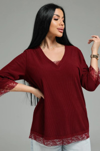 Футболка женская "Богемия" кашемир лапша (р-ры: 48-58) бордо