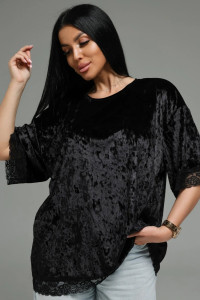 Футболка женская "Андреа" бархат (р-ры: 48-70) черный