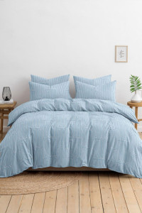 Постельное белье поплин стандарт на резинке "Кларк" синий