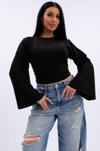 Лонгслив женский "Аида 5" кулирка с лайкрой (р-ры: 40-54) черный