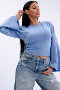 Лонгслив женский "Аида 3" кулирка с лайкрой (р-ры: 40-54) голубой