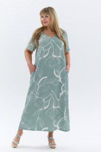 Платье женское П-048 жатка набивная (р-ры: 50-64) ментоловый