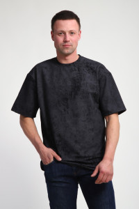 Футболка мужская М460 футер (р-ры: 46-60) черный винтаж