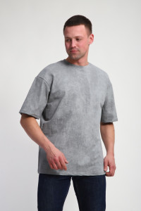 Футболка мужская М460 футер (р-ры: 46-60) серый винтаж