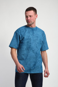 Футболка мужская М460 футер (р-ры: 46-60) индиго винтаж