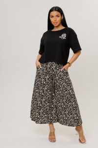 Костюм двойка женский №2262 кулирка (р-ры: 44-54) черный-черные брюки