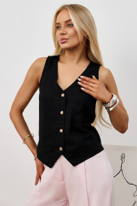 Жилет женский "Аманти-1" лён вискоза (р-ры: 42-52) черный