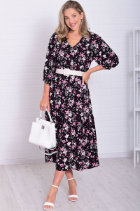 Платье женское Ф1074и штапель (р-ры: 46-56) черный